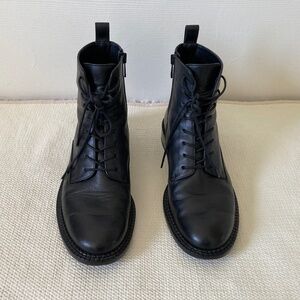 VINCE Cabria Low Heel Booties in Black Leather - Size 8